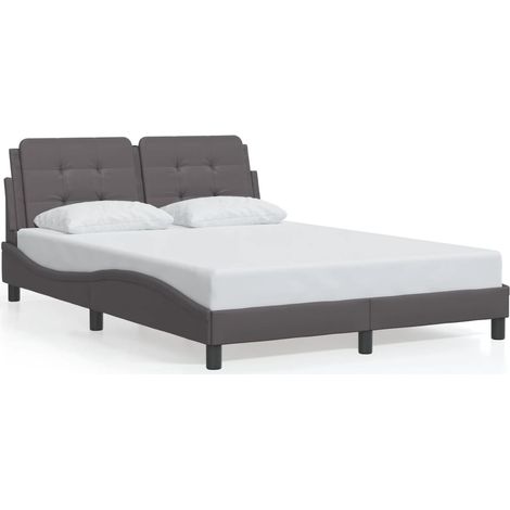 Lit double,Lit adulte,Cadre de lit sans matelas Zadar gris 140x190 cm similicuir CFW8953271 (1/5)