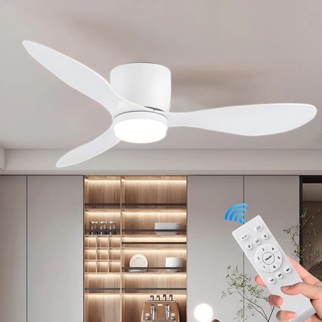 Plafonnier Ventilateur Économie d’Énergie – Moteur DC Silencieux – 3 Températures de Couleur – 6 Vitesses – Pour Chambre, Salon – Luminaire Ventilation-Blanc-42inch