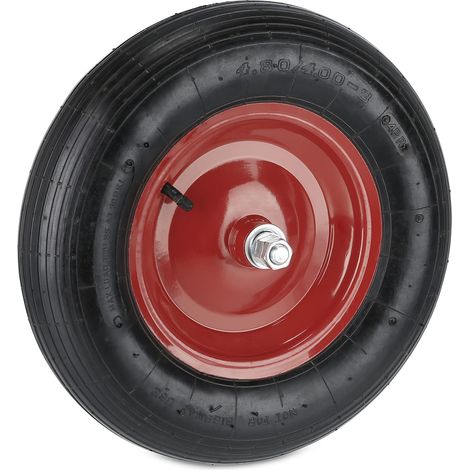 Roue de brouette avec axe 4.80 4.00-8, à air, Jante en Acier, 4PR, de Secours, Jusqu’à 120 kg, Noir (1/5)