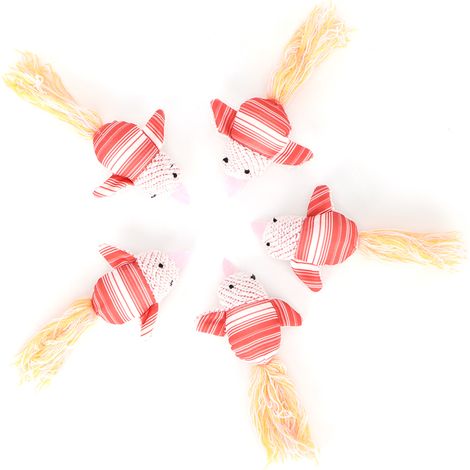 Jouet Chat 5pcs Peluche Herbe à Chat Papier Sonore Forme Mignonne Queue Poilue Rose 16cm Durable Non Toxique pour Félin (1/5)