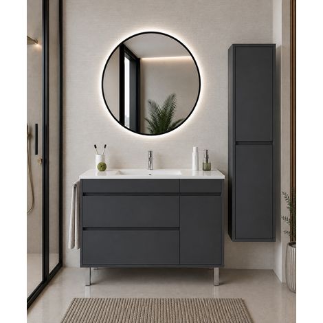 Meuble de salle de bain avec vasque ORIGENBATH CAPRERA sans miroir 60x35 cm graphite avec colonne (1/5)