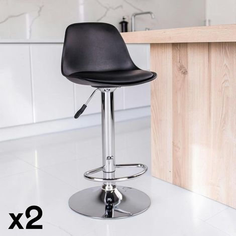 Chaise de bar moderne pivotante, pied chromé (lot de 2) (1/5)