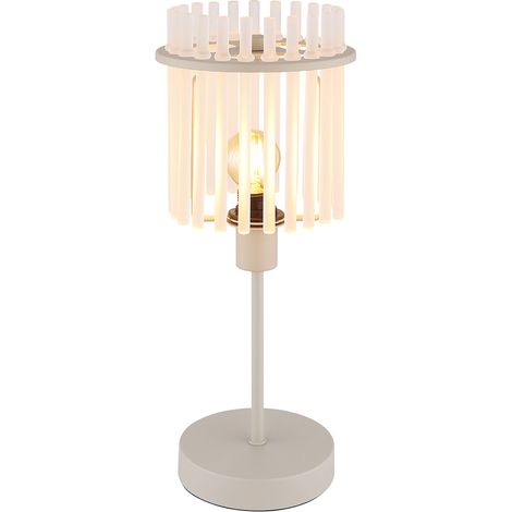 LED Tischlampe Tischleuchte Nachttischlampe Glasstäbe Schlafzimmerlampe sandfarben satiniert, 1x LED 6W 700Lm warmweiß, DxH 15x37,5 cm