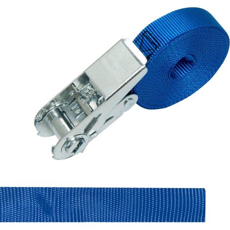 Ratschengurte 2 Stück • 6m Länge • 25mm Breite • 800kg Zugfestigkeit • Blaue Spanngurte mit Ratschen-Spannsystem • Für Transport & Ladungssicherung
