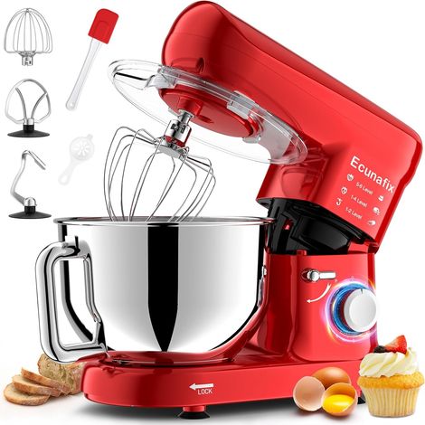 Processor, 2000 W Multifunctional Kitchen Robot 6.5 L Low Noise Mixer with Kneading Hook, Beater, Wire Whisk, Lid, 6+P Speeds (1/5)