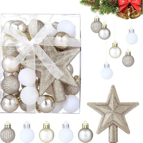 30 kleine, weißgoldene Styroporkugeln, 3 cm Durchmesser, zum Befüllen von Christbaumschmuck
