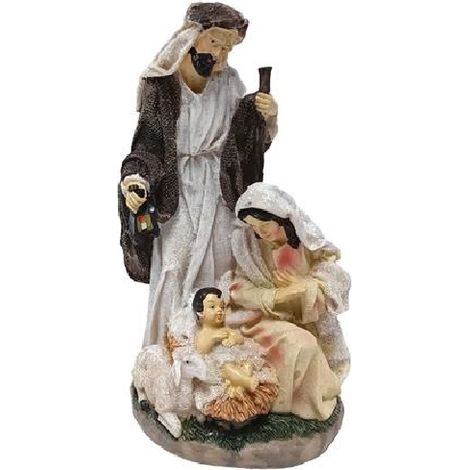 Natività Sacra Famiglia in Resina Presepe H25 blocco scenario Natale ritratto Gesù Maria e Giuseppe rappresentazione natalizia