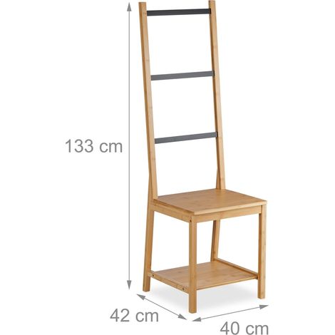 Valet de chambre pratique pour vêtements et serviettes 80 x 40 x 40 cm en bambou naturel (1/3)