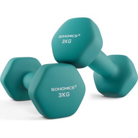 Lot de 2 Haltères,2 x 3 kg,Hexagonaux, pour Salle de Sport, Domicile,Vert Foncé (1/5)