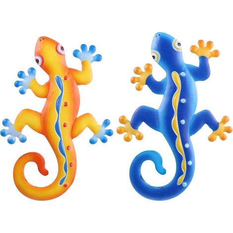 Décoration Murale Gecko en Métal 2 Pièces Bleu pour Intérieur (1/5)
