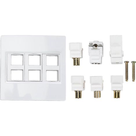 Panneau mural multimédia avec ports 3,5 mm, TV 9,5 mm, 3 RCA et de type F pour les connexions AV. (1/5)