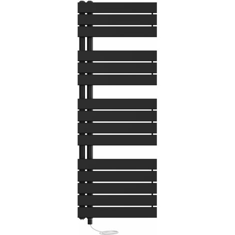 Prefilled Electric Heated Towel Rail Flat Panel Ladder Warmer Heating Rads 1380x500mm Black (1/5)