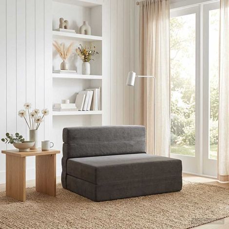 vidaXL Divano Letto Pieghevole Grigio Scuro 70 x 72 x 60 cm Tessuto (1/5)