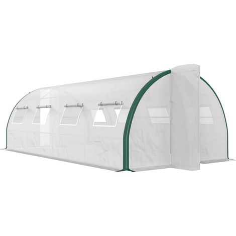 Serra tunnel walk-in policarbonato No, polietilene struttura migliorata, 6x3 m, bianca
