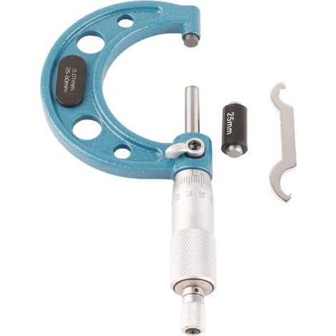 Jauge Micrométrique, Micromètre Extérieur 0,01 Mm avec clé Micromètre D'épaisseur en Acier Inoxydable (25-50mm) (1/5)