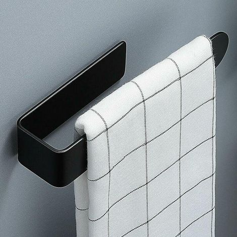 Porte-Serviettes Salle de Bain Anneau Porte Serviette Ouvert de Style Européen Mural Auto-AdhéSif sans PerçAge, SUS 304 Inoxydable Noir 20cm (1/5)