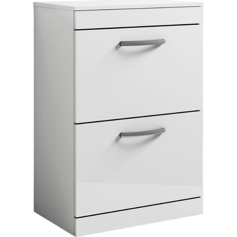 Nuie Athena Floor Standing 2-Drawer Vanity Unit and Worktop 800mm Wide - Gloss White (1/5)