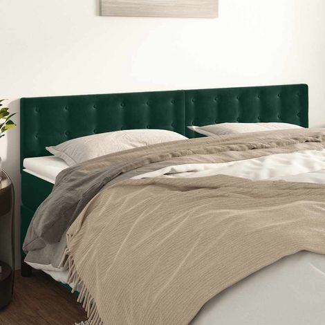 Têtes de lit Vert foncé 200x5x78/88 cm Velours (1/5)