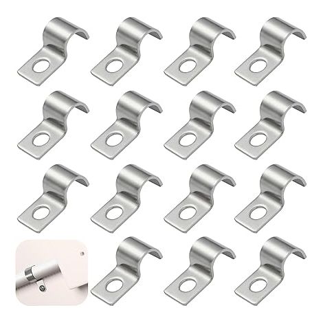 50 Pièces Attache de Fixation pour Tube en U,Colliers de Serrage Collier de Serrage Inox Clips Cable Monotrou Collier de Fixation,pour La Fixations de Câbles,Tuyaux,Grillage Rigide(10 mm) (1/5)