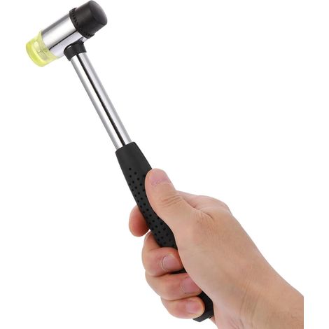 Black Soft Rubber Hammer Double Sided Hammer Small Mallet Hammer with Non-Slip Handle, for Leather Crafts DIY Home Installation Tools (1/5)