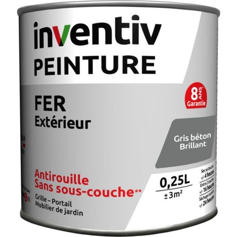 Peinture Fer Brillante Gris Béton INVENTIV 0,25L