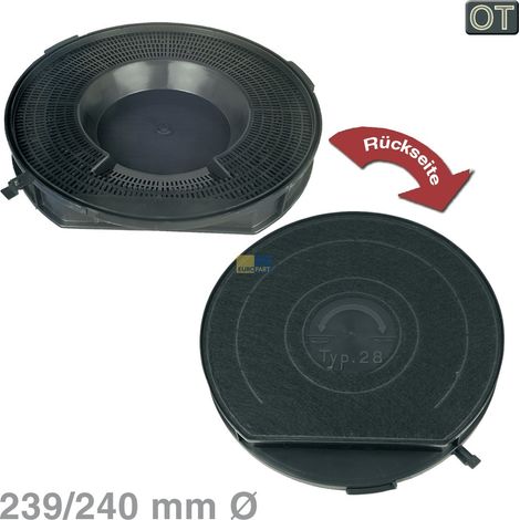 Ersatzteil - Kohlefilter (rund) 28 CHF28/1 (pro Stück) - - FAGOR, JUNO, IKEA WHIRLPOOL, AEG, ARTHUR MARTIN ELECTROLUX, BOSSMATIC, IGNIS, FIRENZI, ELECTROLUX, UNBRANDED, ARISTON HOTPOINT, FAURE, NEUTR (1/4)