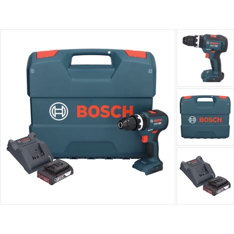 Bosch GSB 18V-55 Trapano a percussione professionale a batteria 18 V 55 Nm senza spazzole + 1x batteria ricaricabile 2,0 Ah + caricabatterie + custodia