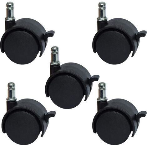 Roulettes de rechange pour chaise de bureau ou tabouret de 5,1 cm - avec frein (lot de 5) (1/5)