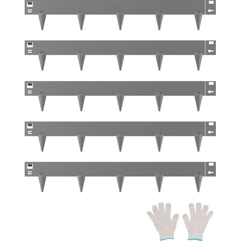 VEVOR Bordure de Jardin Acier, Lot de 5, Bordures Paysageres Metal, 990 x 156 mm, Resistante a la Rouille, Installation Simple, Bandes Pliables pour Separateur de Chemin de Cour, Pelouse, Gris Fonce (1/5)