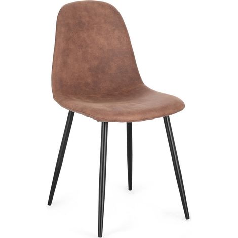 Set 6 Sedie da Pranzo in Fibra Sintetica, Nero/Cognac (1/5)