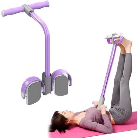 Entrenador de músculos abdominales - Expansor de fitness - Entrenamiento de cuerpo completo - 6 cuerdas elásticas - 66,5 cm de longitud - Azul (1/5)