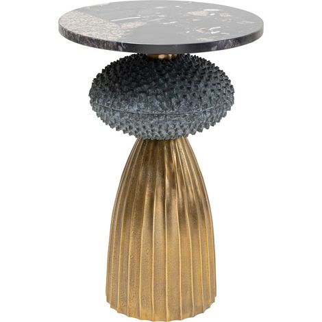 KARE Design tavolino d`appoggio Masha, multicolore, diametro 43 cm, design elegante, marmo naturale, stile lussurioso, chic parigino, soggiorno, sala d`attesa, atrio, 43 x 43 x 62 cm (1/5)