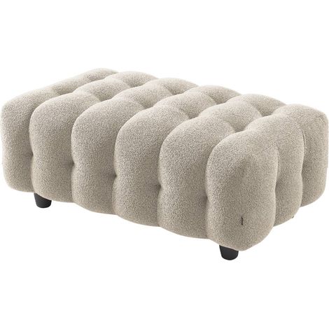Pouf. module pour canapé. repose-pieds pour canapé d'angle 3 places en bouclette texturée beige L 115 x P 70 x H 48cm - Leon