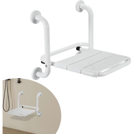 TolleTour Sedile da Doccia Ribaltabile a Parete con Braccioli, Sedia Pieghevole in Acciaio Inox 304 Salvaspazio, 120kg (1/5)