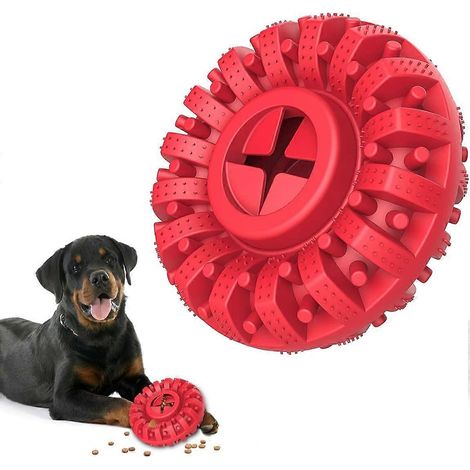 Jouet à mâcher résistant pour chiens agressifs, pneu plein, caoutchouc non toxique et résistant pour le nettoyage des dents, rouge (1/5)