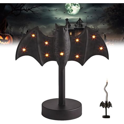 Large Twinkle Bat Candlestick, Halloween Candle Stick Holder with LED Twinkle Lights, Spooky Twinkle Bat Design for Home Party Dinner Tables Kitchens and Mantels (1/5)