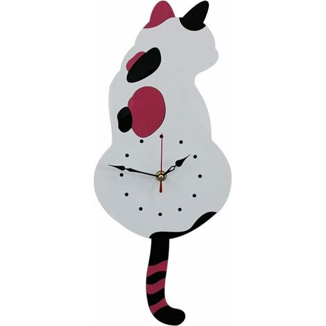 Cat Wall Clock Modern Acrylic Home Decor Clock Frameless Silent Wall Clock (White) (1/3)