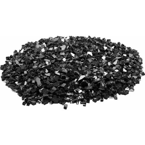 Mophorn Vetro antincendio, pietre per camino resistenti al calore da 4,5 kg/10 libbre, vetro riflettente e antifumo da 1,2 cm per braciere, pietre da giardino lucide per tavolo da braciere, nero (1/5)