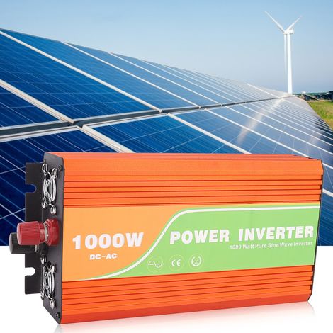 Onduleur à onde sinusoïdale pure 1000 W, 12 V/24 V/48 V vers 110 V, avec écran LCD, pour appareils électroménagers (24 V). (1/5)