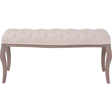 Maison Exclusive - Banc Lin Bois massif 110 x 38 x 48 cm Blanc crème (1/5)