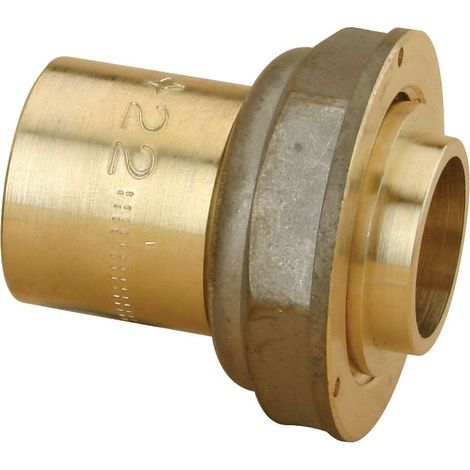Conector de gas de 2 piezas recto con junta plana, medidor para soldar, cobre, rosca 6/20 - Ø22