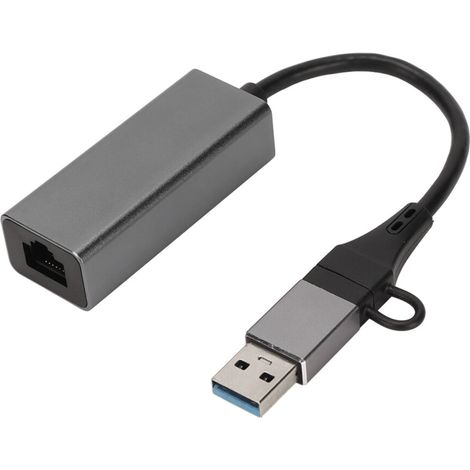 Un convertisseur réseau avec un port RJ45 pour des connexions fiables un adaptateur Ethernet USB avec protection contre les surtensions, utilisant une puce Realtek IC et rétrocompatible. (1/4)