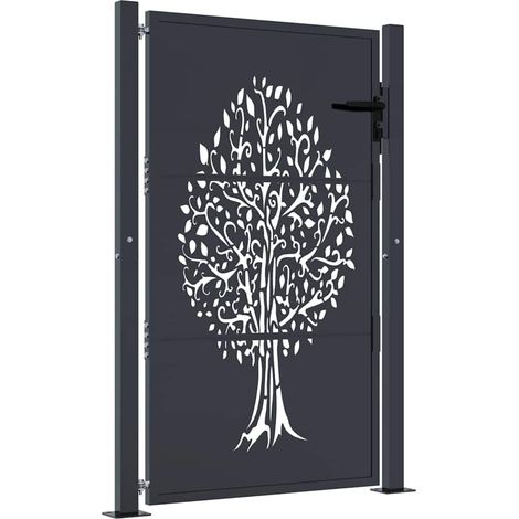 Maison Exclusive - Gartentor Anthrazit 100x125 cm Stahl Baum-Desi (1/5)