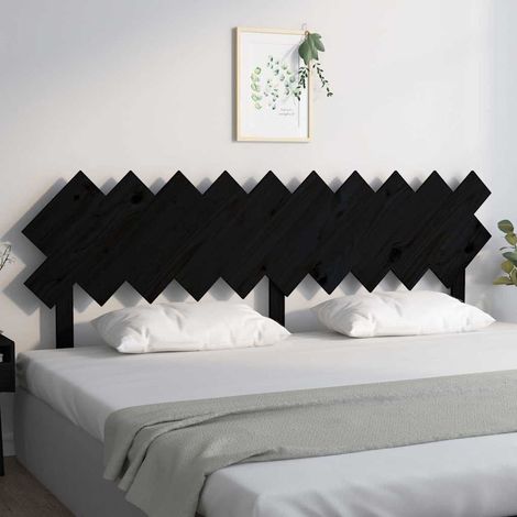 vidaXL Cabecero de cama madera maciza de pino negro 196x3x80,5 cm (1/5)