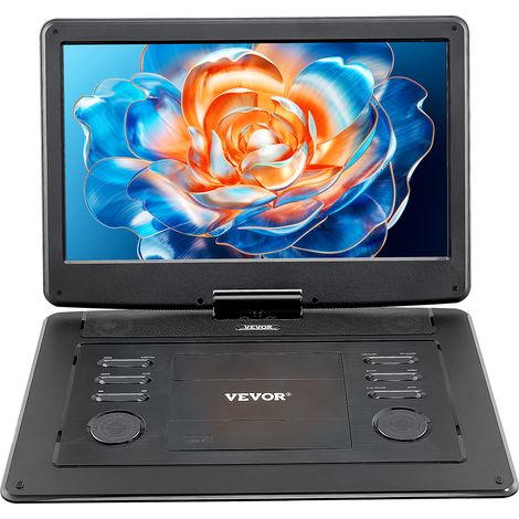 VEVOR Lettore DVD Portatile con Schermo Girevole 396 mm, Lettore DVD da Viaggio con Altoparlante Doppio, Supporto Sincronizzazione TV/USB/Scheda SD/CD/DVD, Caricabatteria da Auto (1/5)