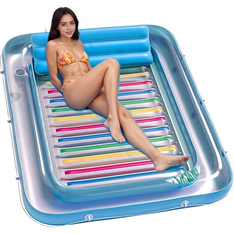Shine Home Matelas Gonflable de Bronzage 177x118 cm, Île Flottante & Chaise Longue de Piscine pour Adulte