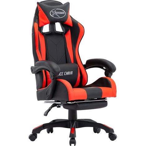 vidaXL Silla gaming con reposapiés cuero sintético rojo y negro (1/5)