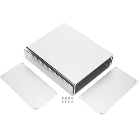 Boîtier pour circuit imprimé industriel en alliage d'aluminium 80160200 mm, finition sablée et oxydée argent. (1/5)