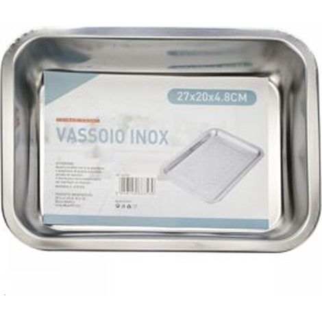 TrAdE Shop Traesio - Vassoio Teglia In Acciaio Inox Rettangolare Portata Cucina Forno 27x20x4.8 Cm - (1/2)