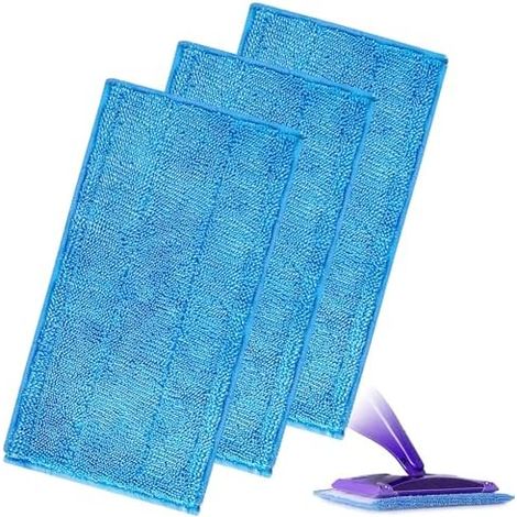 3PCS Lingettes Reutilisable pour Swiffer WetJet Wood, Serpillières en Microfibre Remplacement, Chiffon Rechange pour Swiffer Wet Jet Balai Spray, Tampons de Vadrouille en Microfibre Lavable - Bleu (1/5)